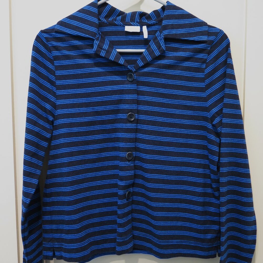 Toast UK Jersey Top XS Blue and blue striped